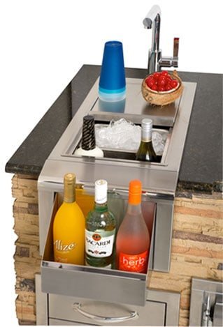 outdoor beverage centre transformed from outdoor stainless steel fridge