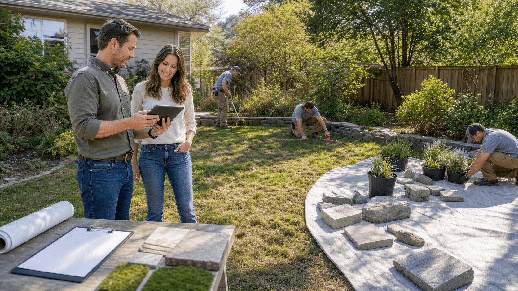 outdoor living room with couches, dining area, bar and outdoor kitchen outdoor furniture for seating, entertaining and dining under a custom pergola with an outdoor kitchen and bar